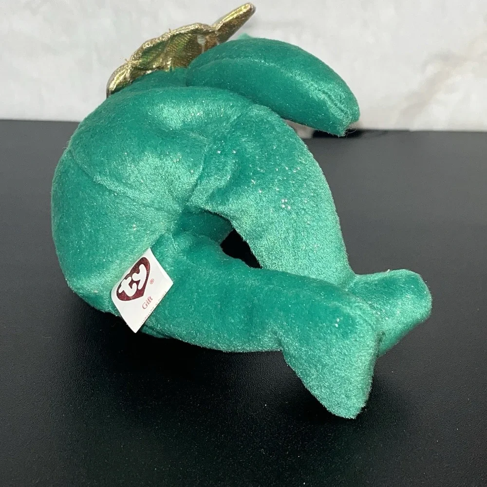 Ty Beanie Baby GIFT Joy Green Sparkle Bear Angel 2003 Christmas with Heart Tag